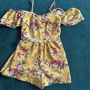 Floral Yellow Kids Romper